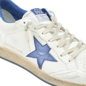 GOLDEN GOOSE Baskets Homme Ball Star Cuir Blanc Bleu Métallisé grossiste en ligne 13