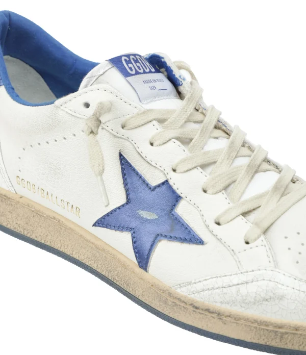 GOLDEN GOOSE Baskets Homme Ball Star Cuir Blanc Bleu Métallisé grossiste en ligne 5