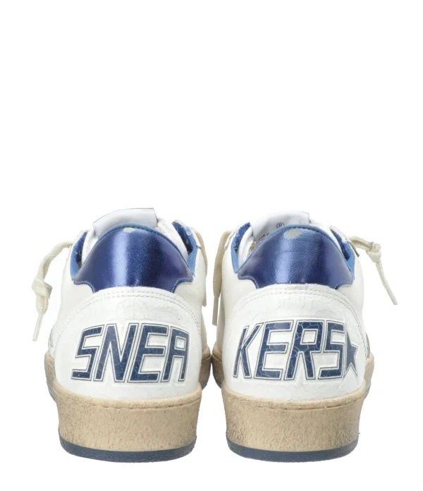 GOLDEN GOOSE Baskets Homme Ball Star Cuir Blanc Bleu Métallisé grossiste en ligne 6