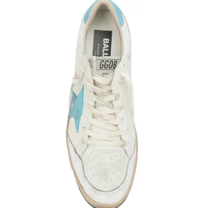 Neuve avec étiquette GOLDEN GOOSE Baskets Homme Ball Star Cuir Blanc Bleu Ciel 9