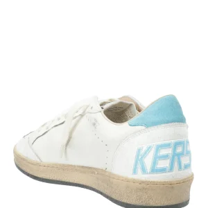 Neuve avec étiquette GOLDEN GOOSE Baskets Homme Ball Star Cuir Blanc Bleu Ciel 11