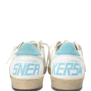 Neuve avec étiquette GOLDEN GOOSE Baskets Homme Ball Star Cuir Blanc Bleu Ciel 15