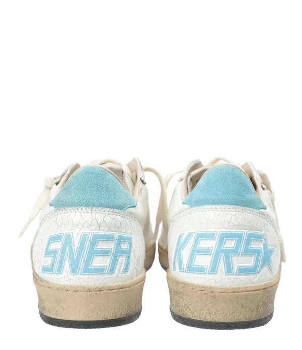 Neuve avec étiquette GOLDEN GOOSE Baskets Homme Ball Star Cuir Blanc Bleu Ciel 6