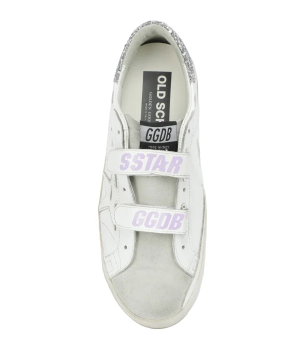 Prix très abordable GOLDEN GOOSE Baskets Old School Glitter Cuir Blanc 3