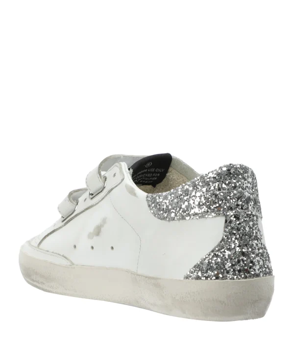 Prix très abordable GOLDEN GOOSE Baskets Old School Glitter Cuir Blanc 4