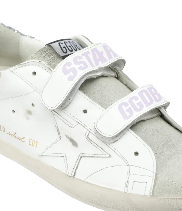 Prix très abordable GOLDEN GOOSE Baskets Old School Glitter Cuir Blanc 5