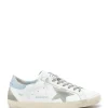 GOLDEN GOOSE Baskets Superstar Cuir Blanc Bleu Clair en vente 26