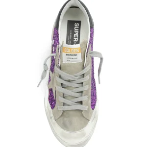 marque pas cher en ligne GOLDEN GOOSE Baskets Superstar Cuir Glitter Violet 12