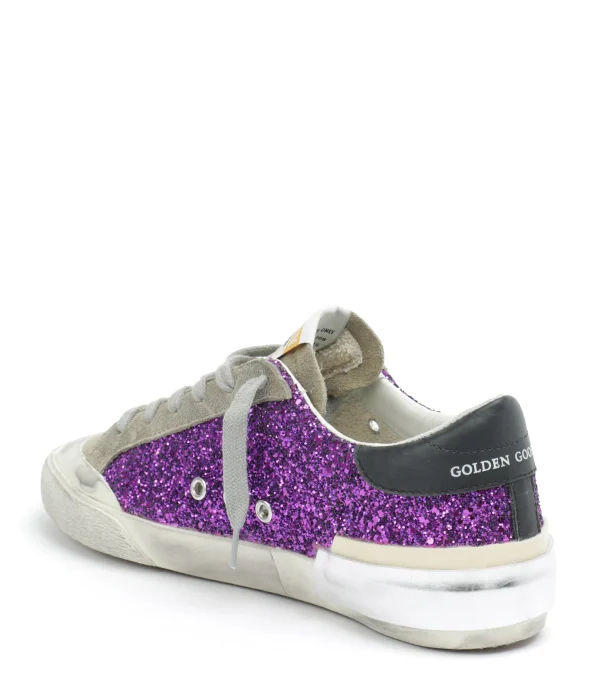 marque pas cher en ligne GOLDEN GOOSE Baskets Superstar Cuir Glitter Violet 4