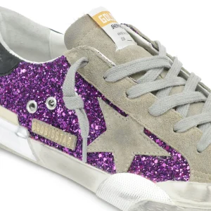 marque pas cher en ligne GOLDEN GOOSE Baskets Superstar Cuir Glitter Violet 16