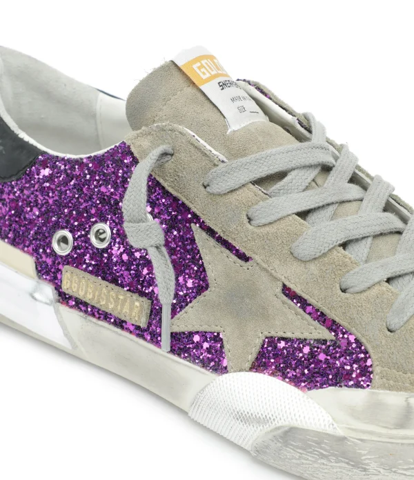 marque pas cher en ligne GOLDEN GOOSE Baskets Superstar Cuir Glitter Violet 5