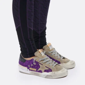 marque pas cher en ligne GOLDEN GOOSE Baskets Superstar Cuir Glitter Violet 18