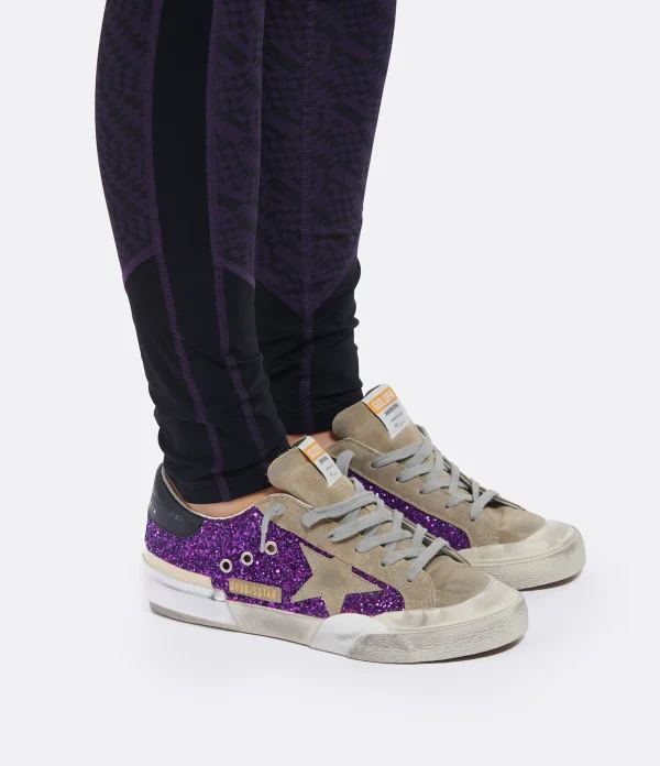 marque pas cher en ligne GOLDEN GOOSE Baskets Superstar Cuir Glitter Violet 6