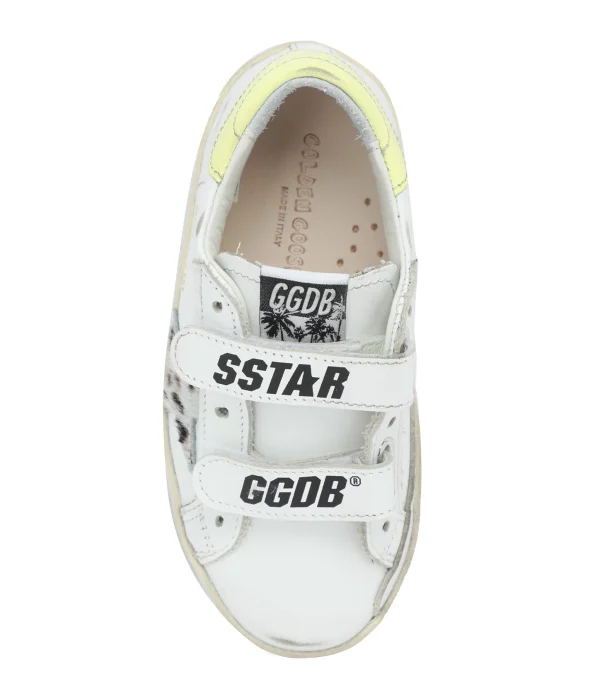 GOLDEN GOOSE Baskets Enfant Old School Cuir Blanc Jaune site pas cher 3