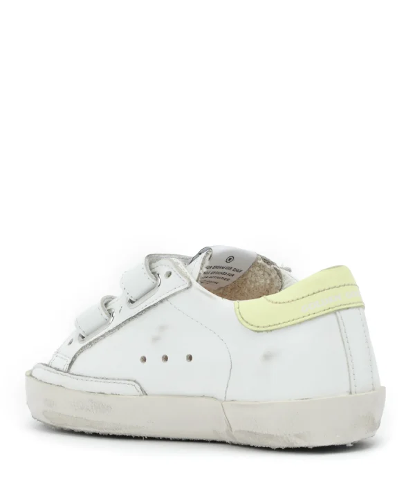 GOLDEN GOOSE Baskets Enfant Old School Cuir Blanc Jaune site pas cher 4