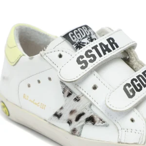 GOLDEN GOOSE Baskets Enfant Old School Cuir Blanc Jaune site pas cher 12