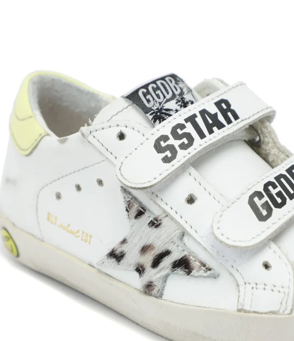 GOLDEN GOOSE Baskets Enfant Old School Cuir Blanc Jaune site pas cher 5