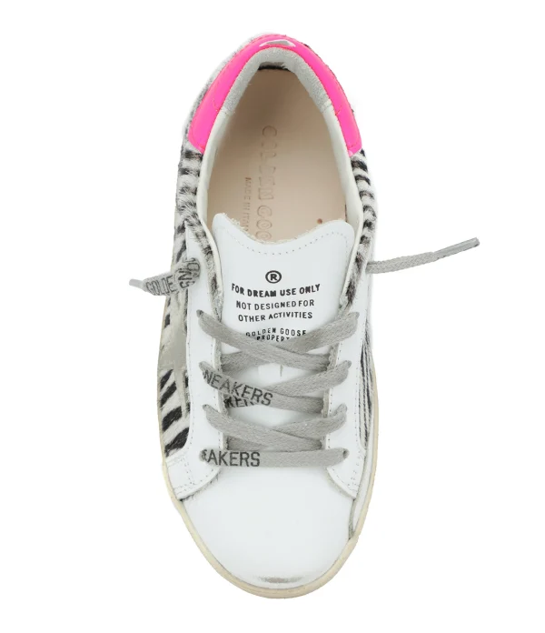 meilleur cadeau GOLDEN GOOSE Baskets Bébé Superstar Cuir Horsy Zèbre Rose 3