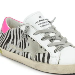 meilleur cadeau GOLDEN GOOSE Baskets Bébé Superstar Cuir Horsy Zèbre Rose 12