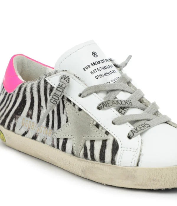 meilleur cadeau GOLDEN GOOSE Baskets Bébé Superstar Cuir Horsy Zèbre Rose 5