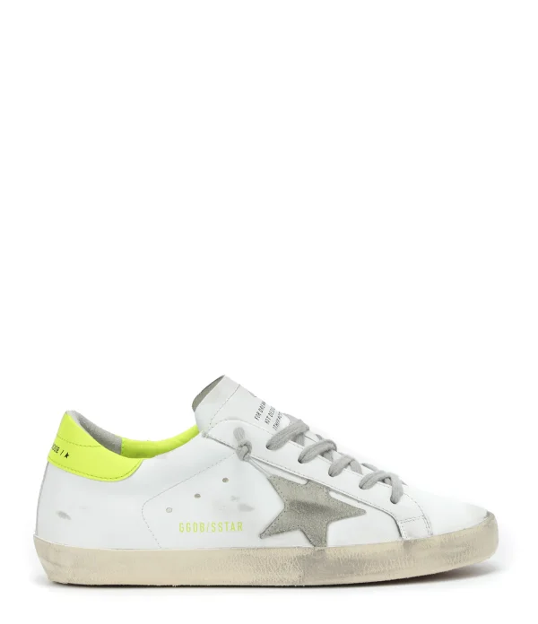 soldes ligne GOLDEN GOOSE Baskets Homme Superstar Cuir Blanc Jaune 1