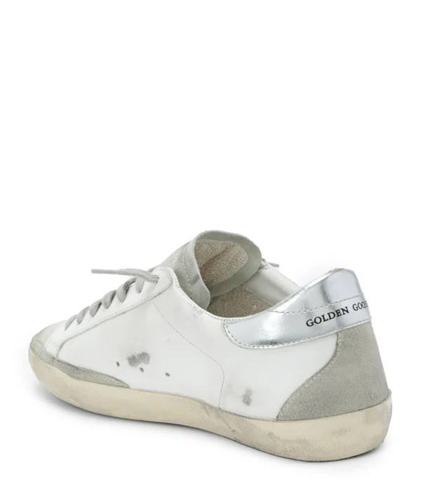 GOLDEN GOOSE Baskets Homme Superstar Cuir Blanc Bleu Argenté magasin pour 4