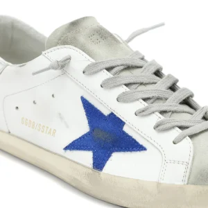 GOLDEN GOOSE Baskets Homme Superstar Cuir Blanc Bleu Argenté magasin pour 12