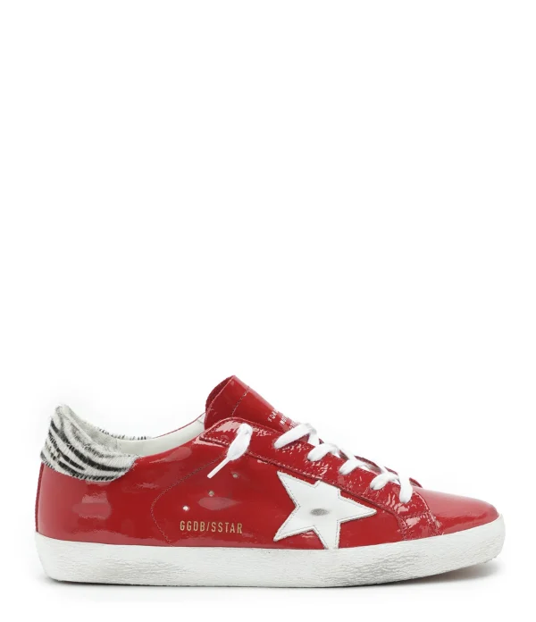 marque pas cher GOLDEN GOOSE Baskets Superstar Cuir Rouge Zèbre 1