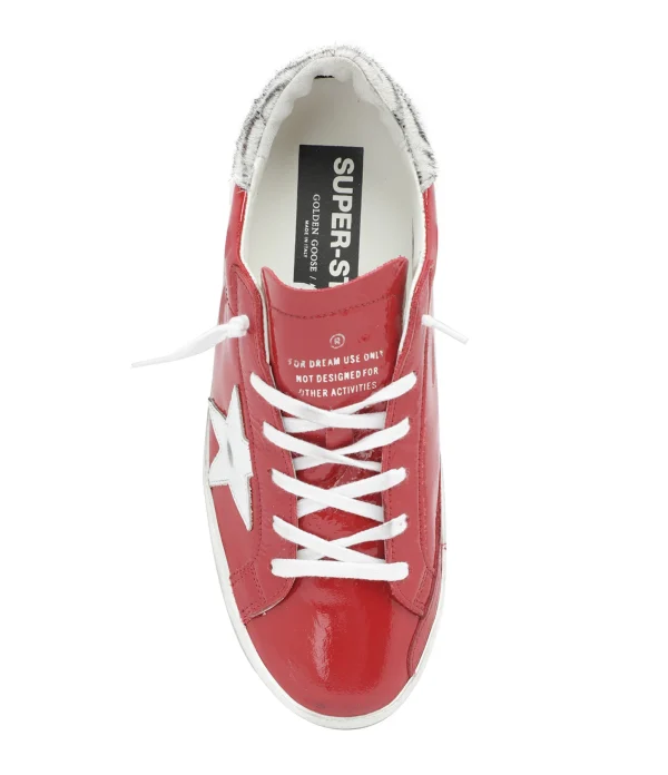 marque pas cher GOLDEN GOOSE Baskets Superstar Cuir Rouge Zèbre 3