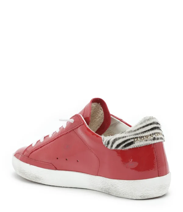 marque pas cher GOLDEN GOOSE Baskets Superstar Cuir Rouge Zèbre 4