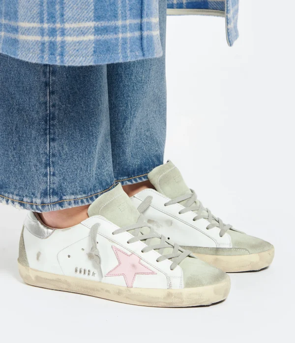 prix abordable GOLDEN GOOSE Baskets Superstar Cuir Blanc Argenté 6