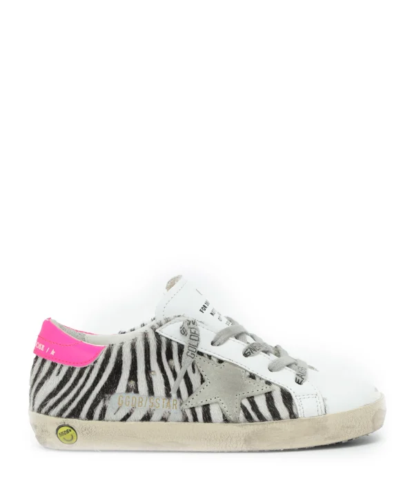 nouveau produit GOLDEN GOOSE Baskets Enfant Superstar Cuir Zèbre Rose 1