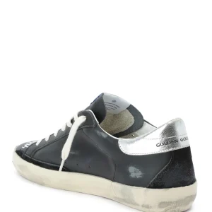 GOLDEN GOOSE Baskets Homme Superstar Cuir Noir Argenté pas cher en vente 10