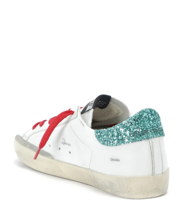 prix le plus bas GOLDEN GOOSE Baskets Superstar Cuir Blanc Glitter Bleu 4