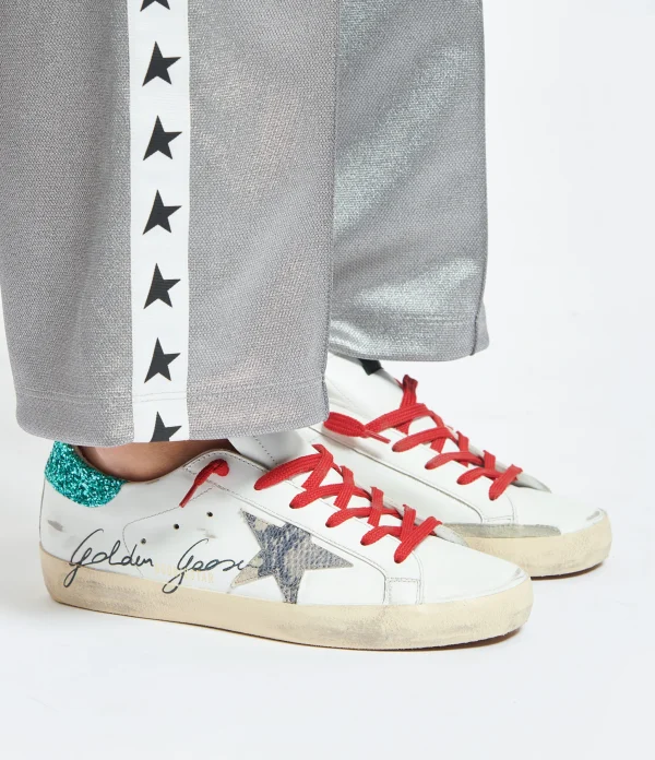 prix le plus bas GOLDEN GOOSE Baskets Superstar Cuir Blanc Glitter Bleu 6