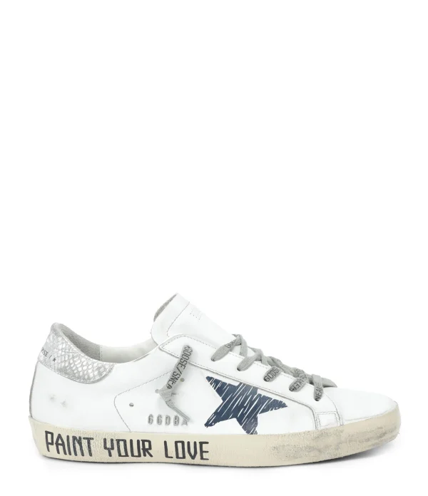 GOLDEN GOOSE Baskets Superstar Sérigraphie Cuir Blanc destockage 1