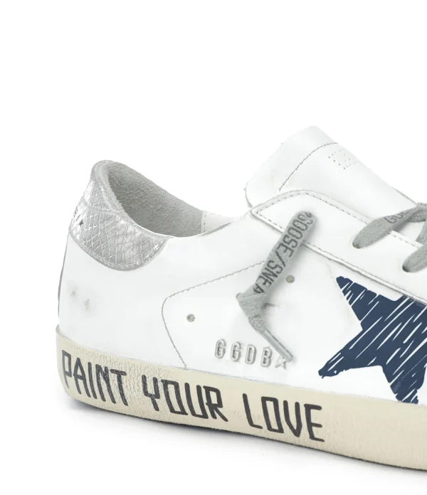 GOLDEN GOOSE Baskets Superstar Sérigraphie Cuir Blanc destockage 5