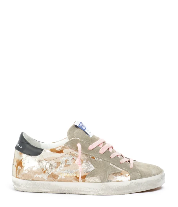 marques pas cher GOLDEN GOOSE Baskets Superstar Cuir Militaire Doré 1