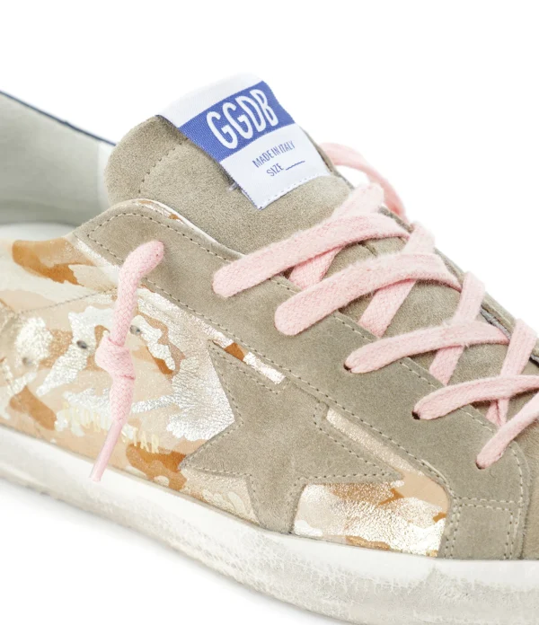 marques pas cher GOLDEN GOOSE Baskets Superstar Cuir Militaire Doré 5