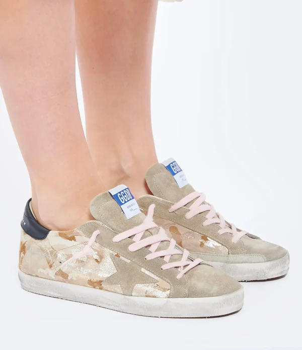 marques pas cher GOLDEN GOOSE Baskets Superstar Cuir Militaire Doré 6