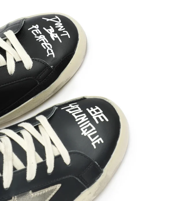 GOLDEN GOOSE Baskets Superstar Cuir Noir Argenté De super promotions disponibles 5