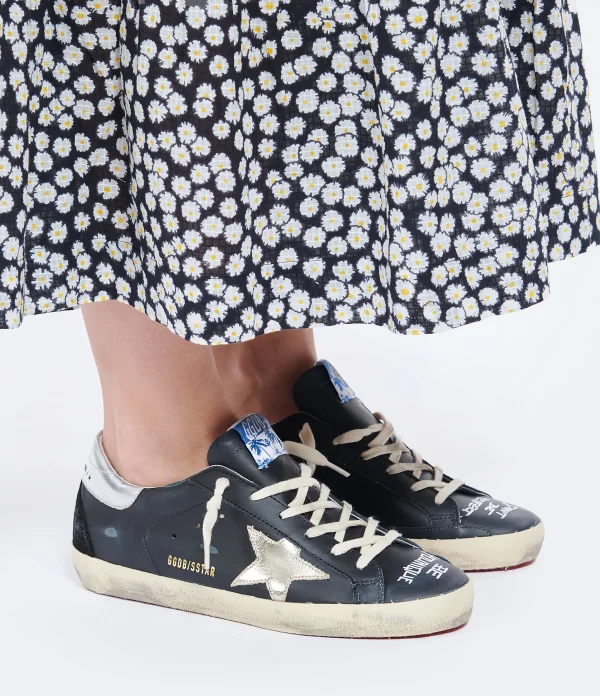 GOLDEN GOOSE Baskets Superstar Cuir Noir Argenté De super promotions disponibles 6